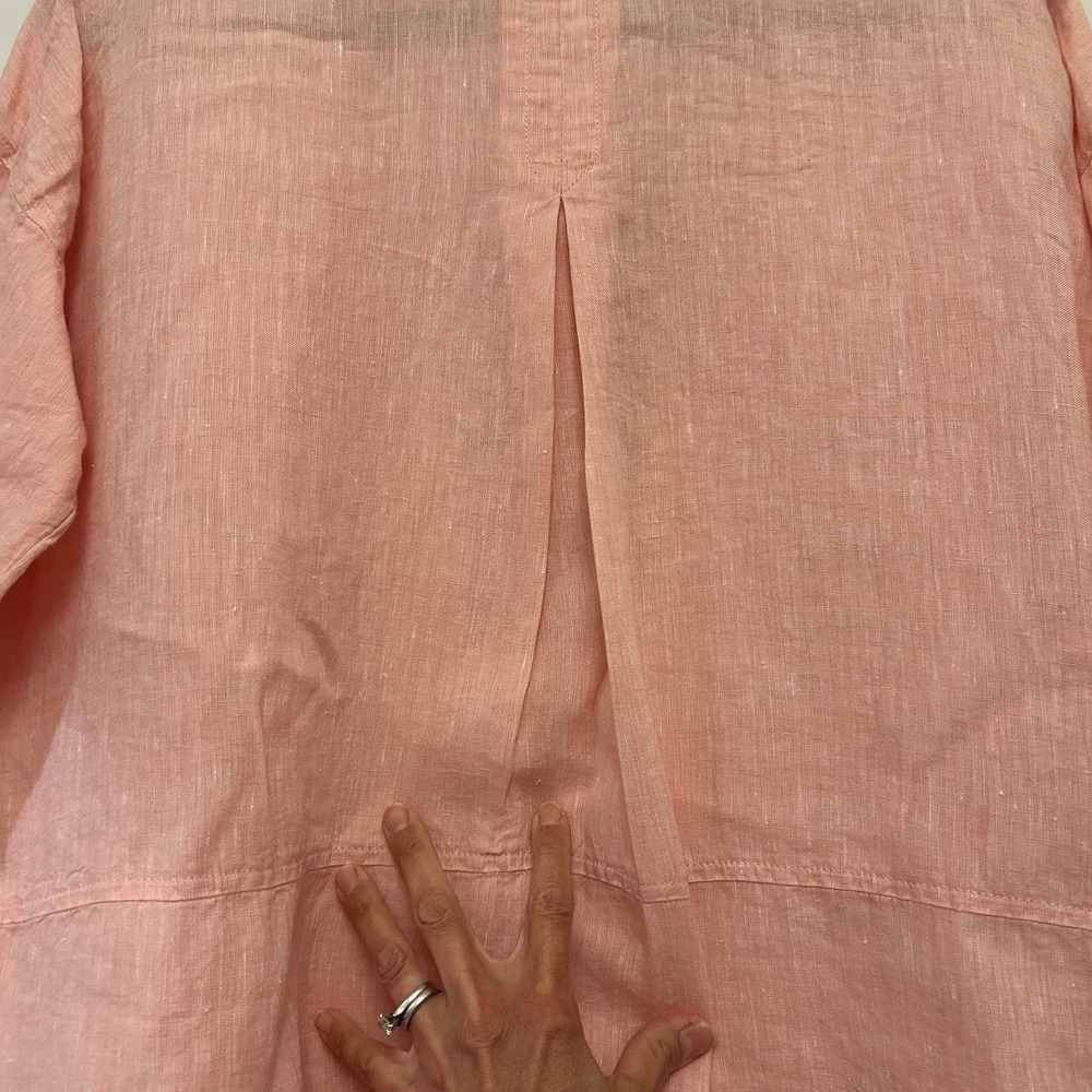 J. Jill Womens Sz M Love Linen Button Up Shirt Peach Salmon 100% Linen Coastal - Picture 9 of 11